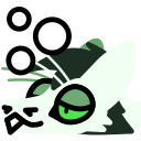 A yinglet laying on the ground, eyes partially closed with tiredness.